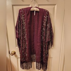 Elegant Purple Beaded Duster